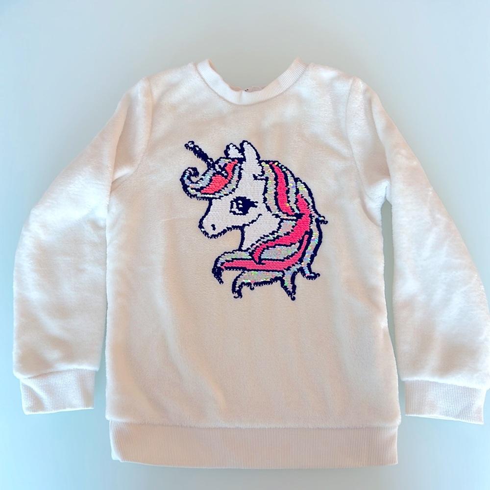 H&M sequin unicorn fleece sweatshirt